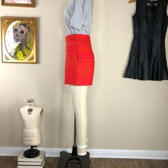 Carven Red Orange High Waisted Tweed Shorts Dress - Picture 4 of 7